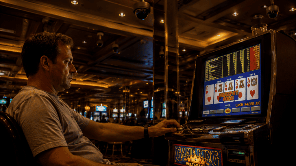 John Kane am IGT Game King Videopoker-Automaten in einem Las Vegas Casino